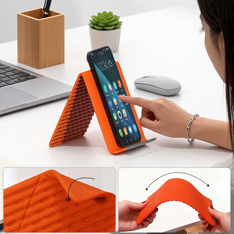 Ultra-Slim Foldable Phone Stand – Universal Adjustable Silicone Cradle for Desk & Travel