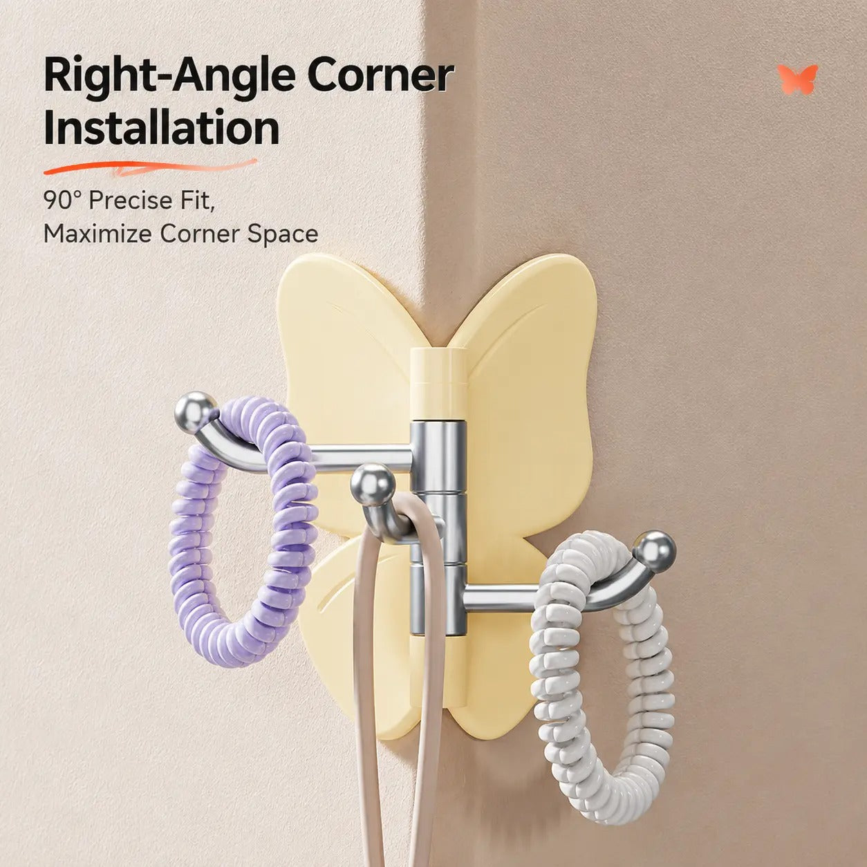 🔥4 Pack Rotating Butterfly Hooks – Strong Adhesive Wall Organizer for Towels, Bags, Hats & Keys | No Drilling Required
