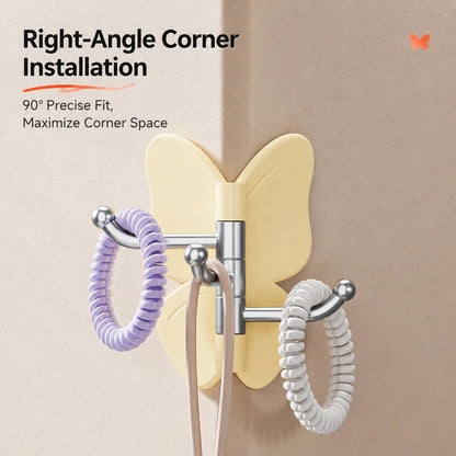 🔥4 Pack Rotating Butterfly Hooks – Strong Adhesive Wall Organizer for Towels, Bags, Hats & Keys | No Drilling Required
