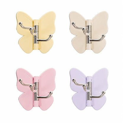 🔥4 Pack Rotating Butterfly Hooks – Strong Adhesive Wall Organizer for Towels, Bags, Hats & Keys | No Drilling Required