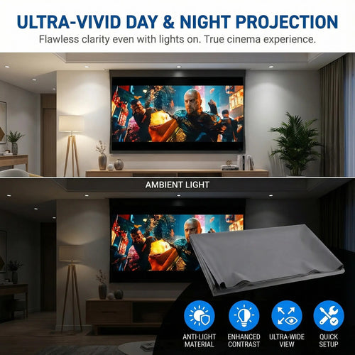 100inch 4K UHD Anti-Light Foldable Portable Projector Scree