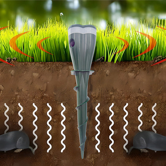Solar-powered waterproof spiral rodent repellent device